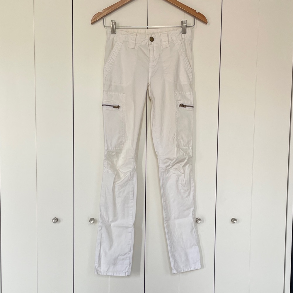 Tory Burch White Cargo Pants with Orange Label